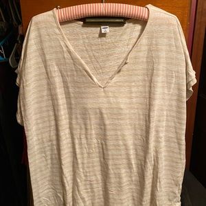 Tan and white striped top, size XL